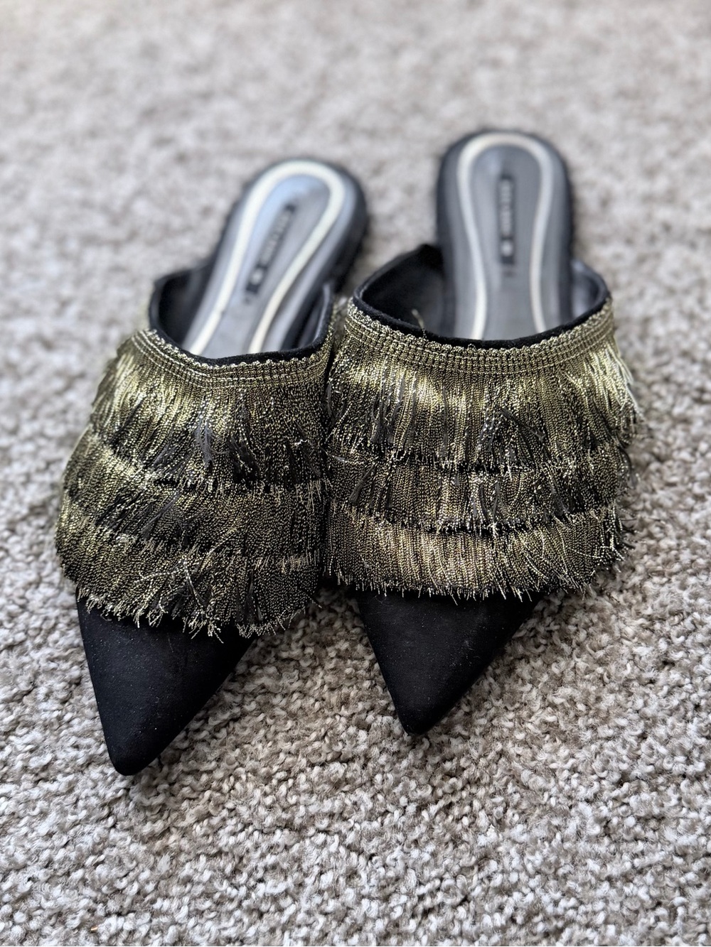 ZARA | Gold Metallic Fringe Mules | EU 38, US 7.5 | Worn Once - Picture 4 of 9